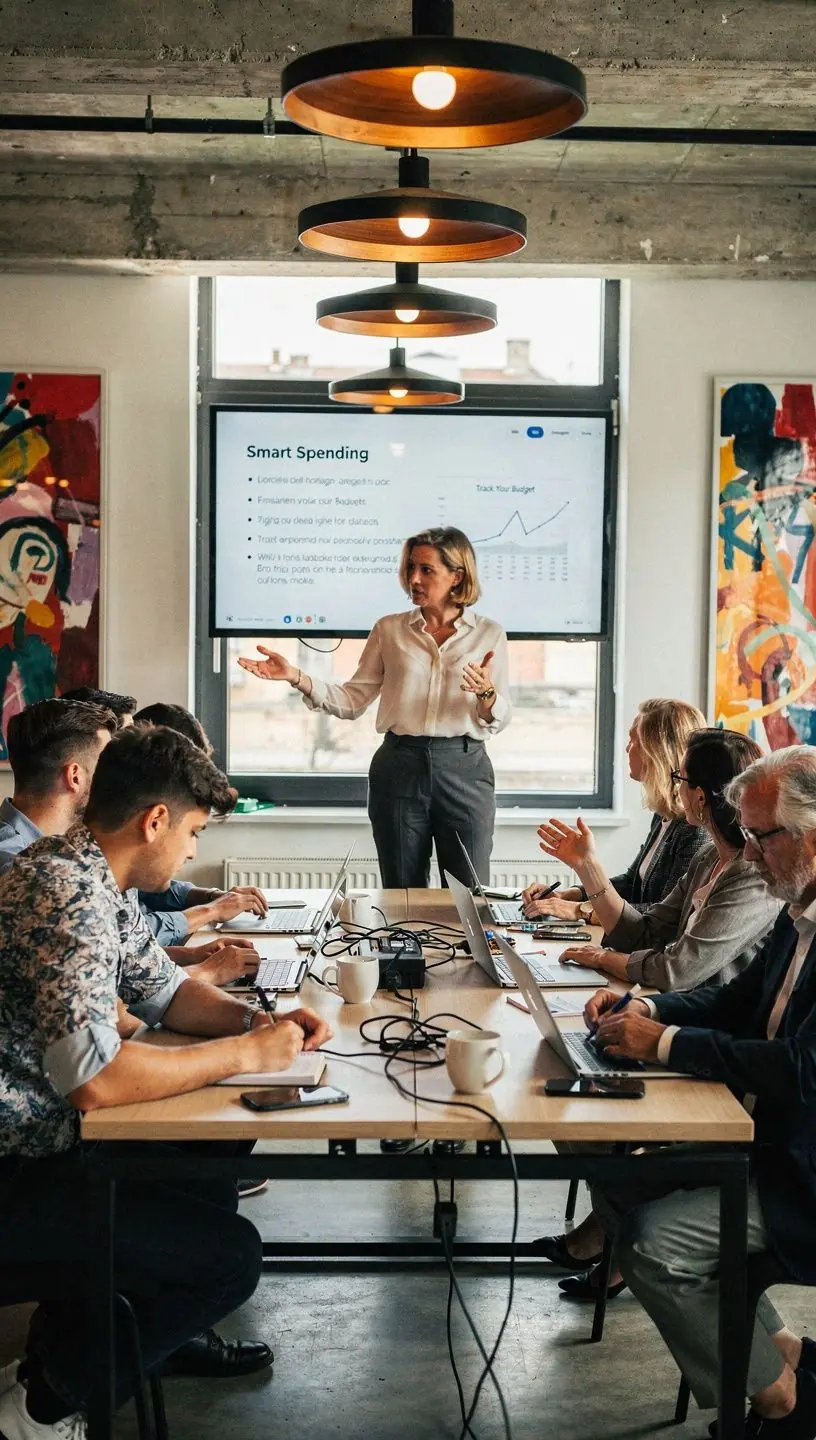 Pénzügyi tervezési jegyzetek és kalkulátor egy modern laptop képernyőjén, amely a takarékosságot segíti.